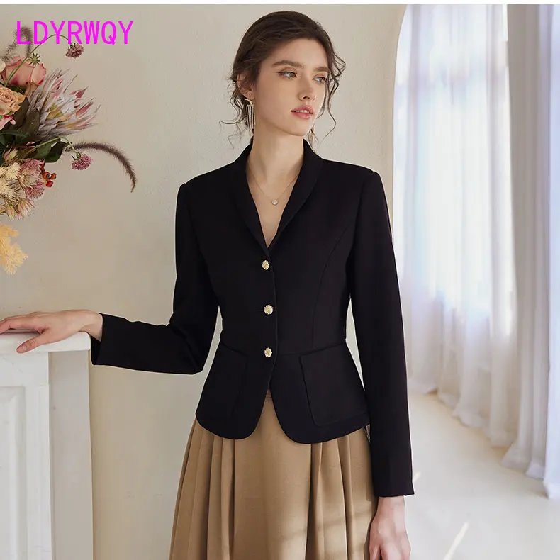 Suit coat women\'s 2023 spring dress new temperament professional black slim suit versatile