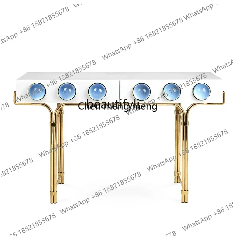 

xx1Акриловая синяя стеклянная бусина, металлическая стойка для хранения, боковой шкаф для прихожей, современная легкая роскошная простая мебель