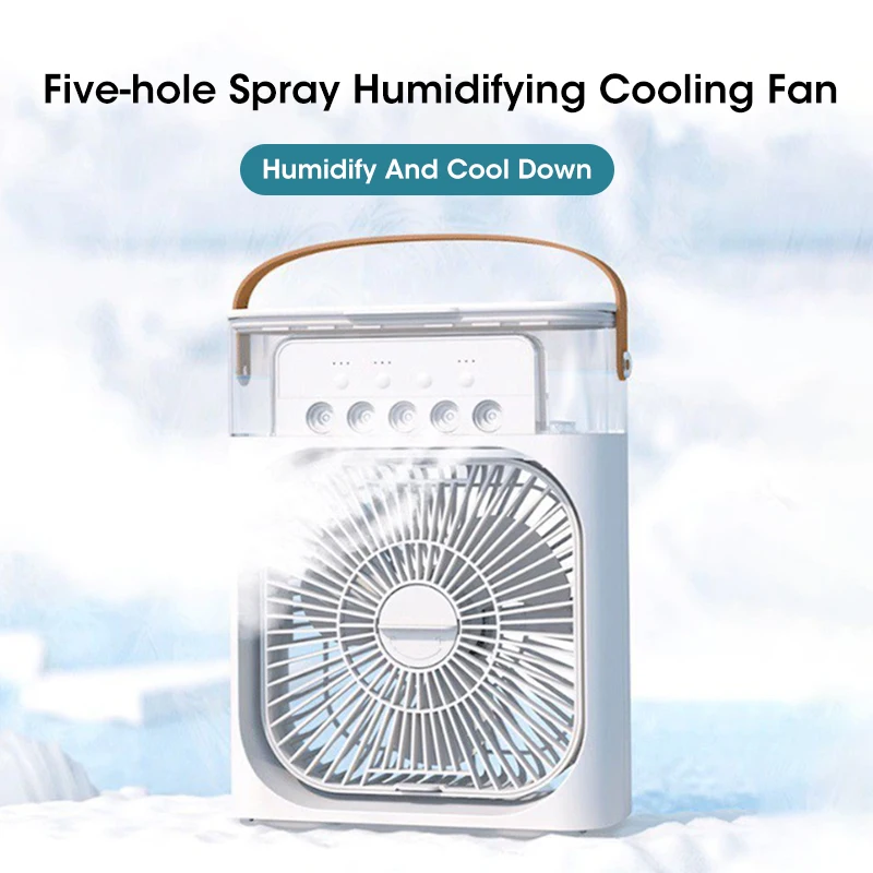 Mini refroidisseur d'air 3 en 1 pour la maison, humidificateur portable, lumière de nuit LED intégrée, dispositif de refroidissement de bureau pour chambre à coucher 1 Mini refroidisseur d'air 3 en 1 pour la maison, humidificateur portable, lumière de nuit LED intégrée, dispositif de refroidissement de bureau pour chambre à coucher 1