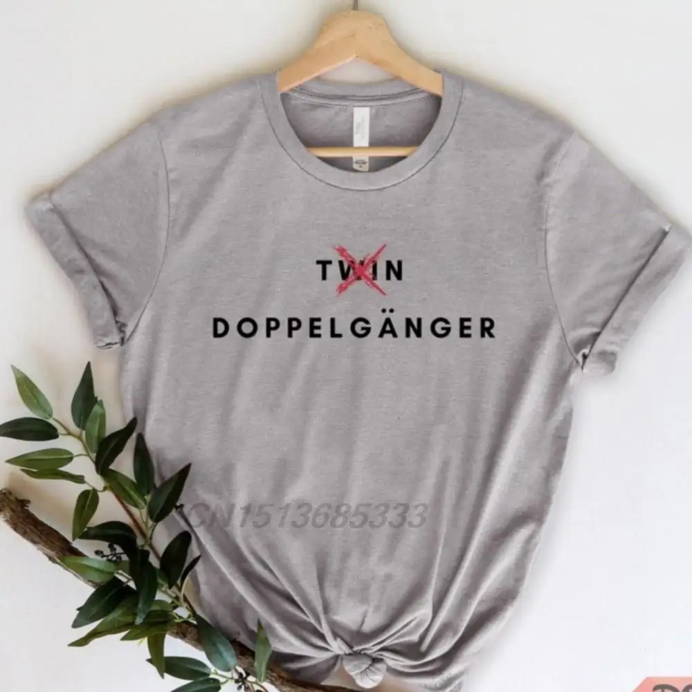 Twin Doppelganger Female T-Shirts Not Twins Unisex Vintage Cotton Tee Shirts Women Oversized Casual Sweatshirts Tops