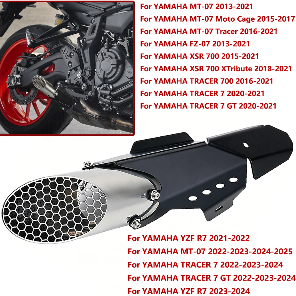 Original Motorcycle Exhaust Pipe Aluminium+Stainless FOR YAMAHA MT-07 2021 MT07 MT 07 CNC 2024 2025 New Exhaust Cover Protection