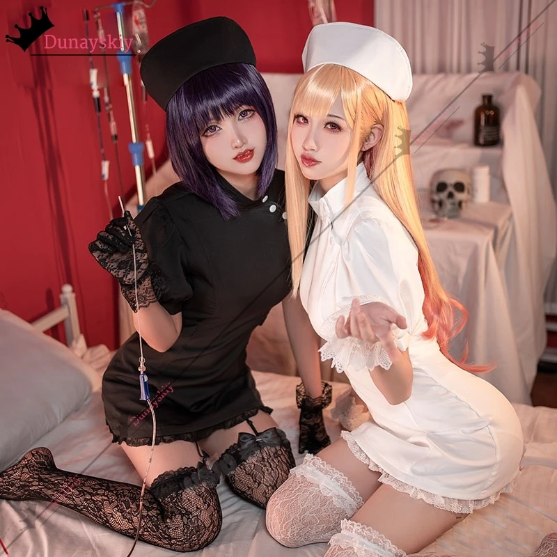 بلدي اللباس حبيبي مارين كيتاجاوا تأثيري حلي أسود أبيض ممرضة فستان مجموعة أنيمي لعب الأدوار دعوى ممرضة موحدة التبعي