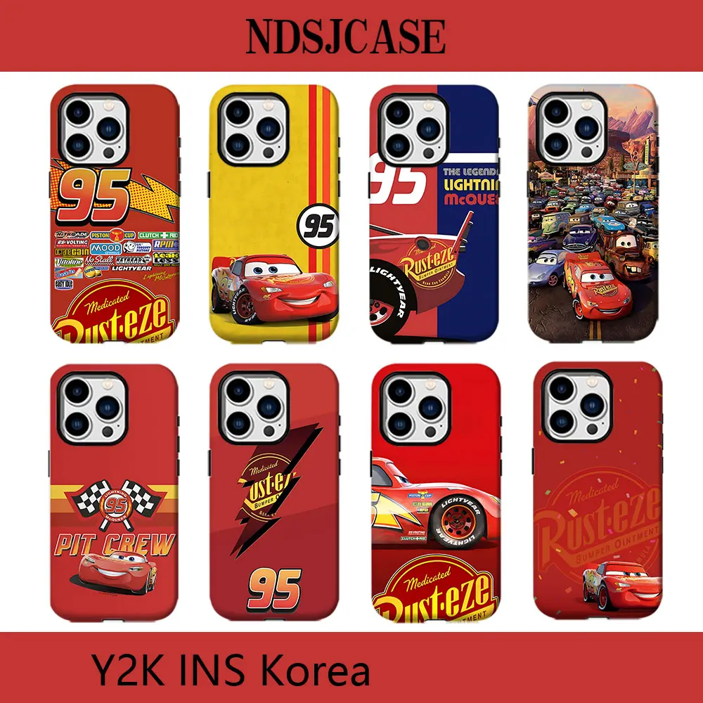 Cars Lightning McQueen 95 Handyhülle für iPhone 17 16 15 14 13 12 11 X XS XR Air Pro Max Plus Luxuriöse Doppelschicht-Rückabdeckung