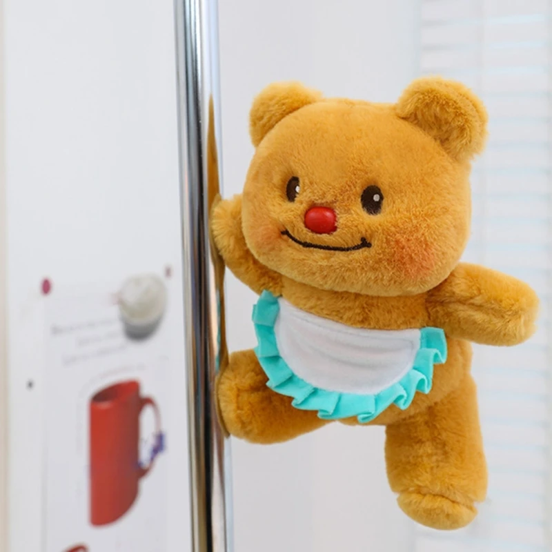 Cartoon Butter Bear Plush Toy Fridge Magnet Apron Bear Animal Creative Refrigerator Magnetic Sticker Kitchen Decoration