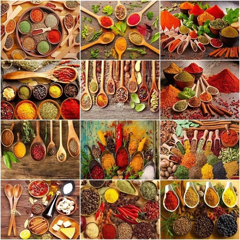 Without Frame Oil Painting By Number Seasoning Kits Hand Painted Picture Art Paint By Numbers Kitchen Drawing On Canvas Gift Hom