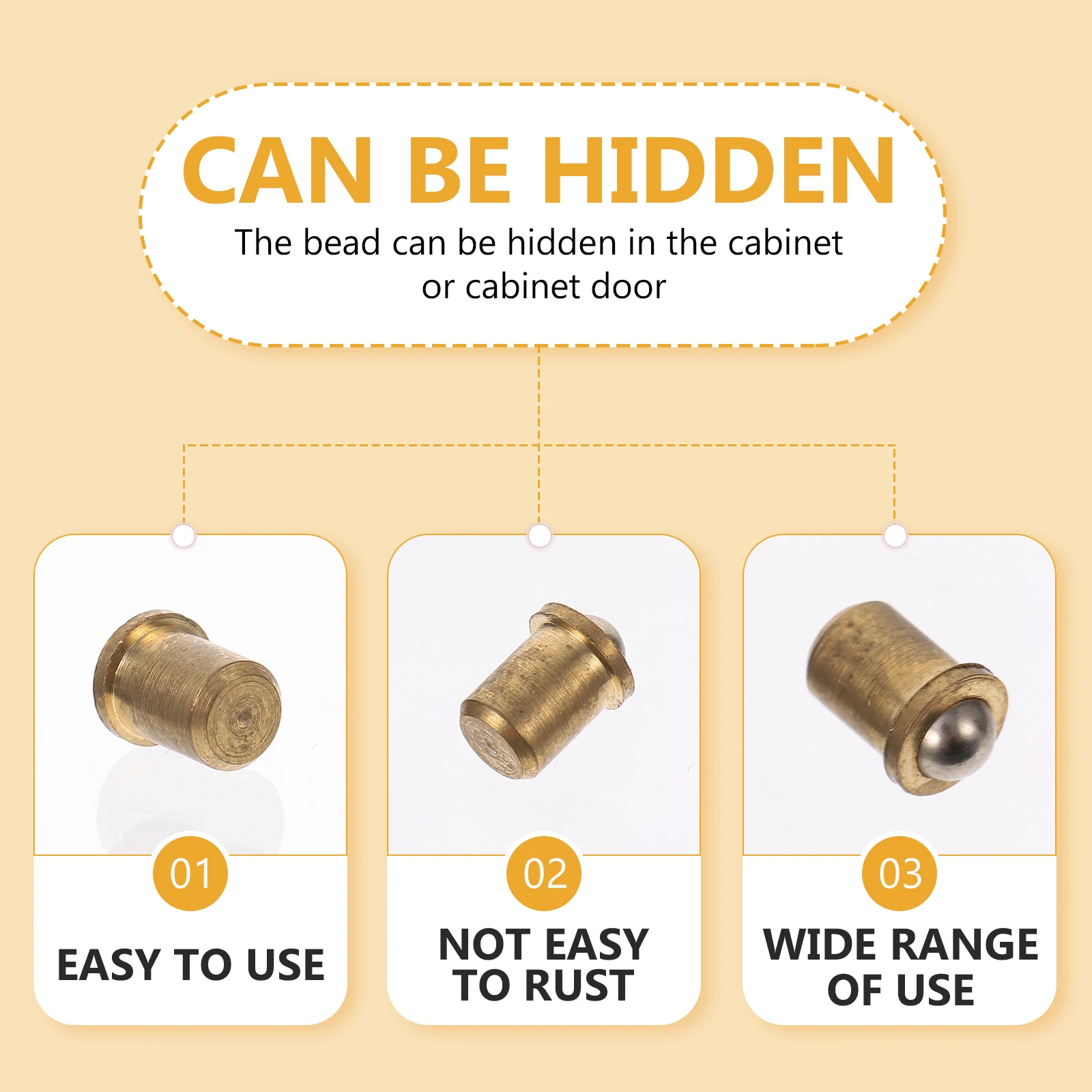 

10Pcs Furniture Ball Catch Latch Door Spring Ball Lock Copper Mounting Jamb Secure Closure Hidden Design Sturdy