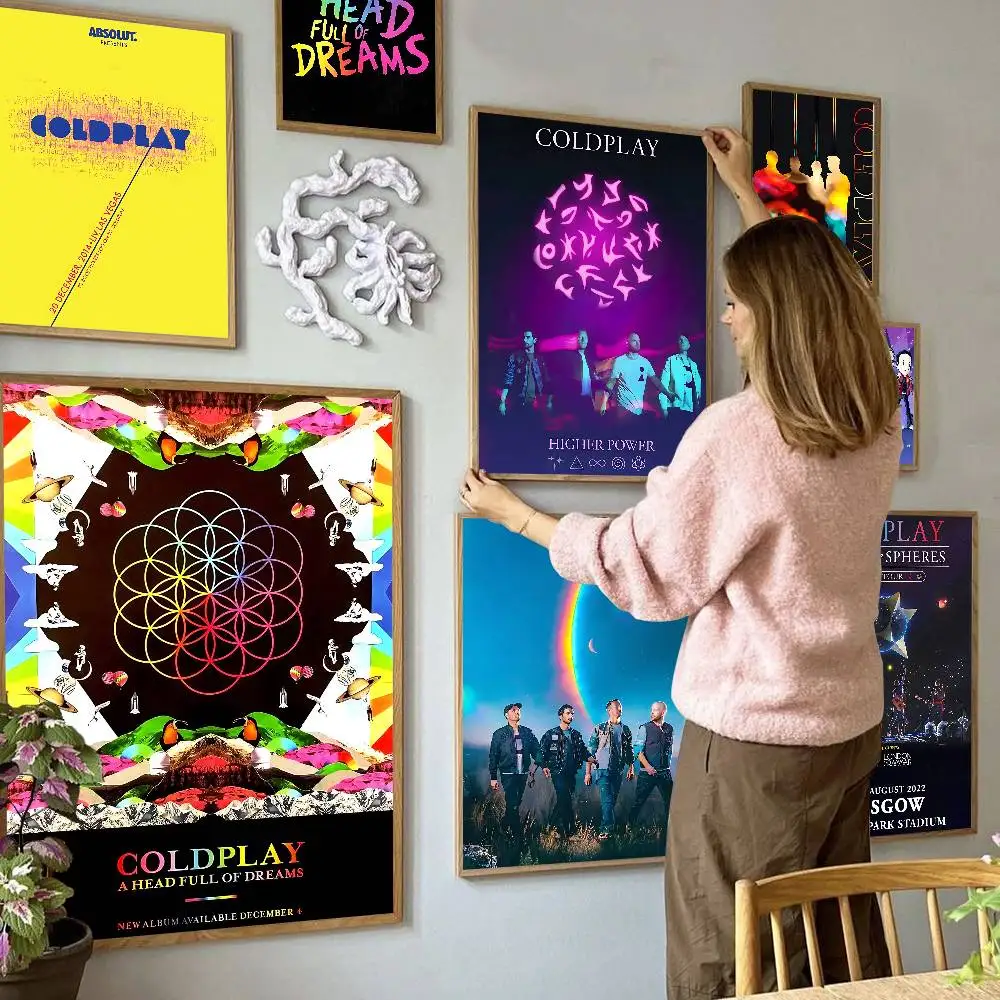 

Популярные винтажные постеры группы Coldplay, самоклеящиеся, для декора комнаты, дома, бара, кафе, в стиле кавай.