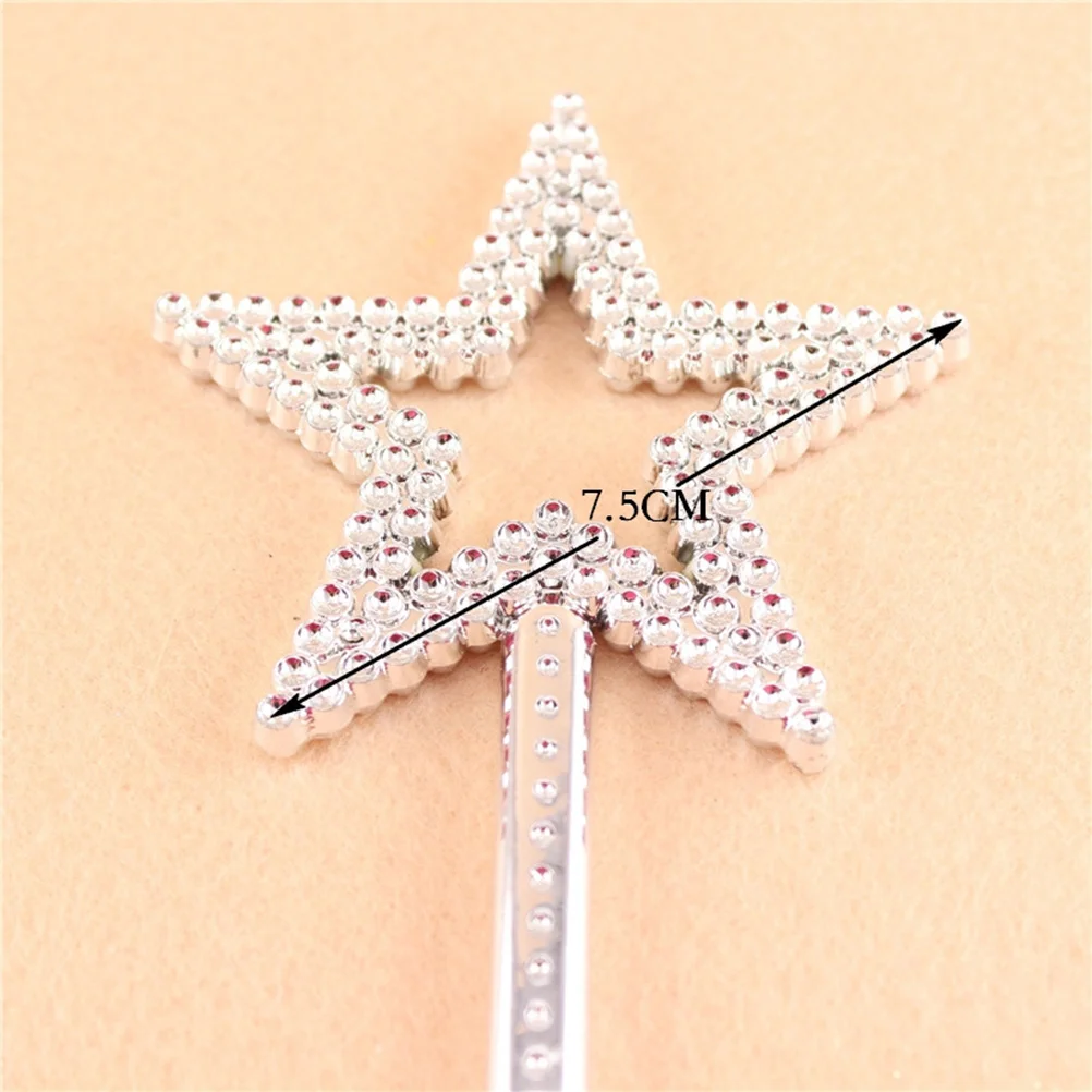 6pcs Silver Plastic Wands Star Pentagram Design Angel Fairy Stick for Girls Birthday Party Cosplay fairy wand