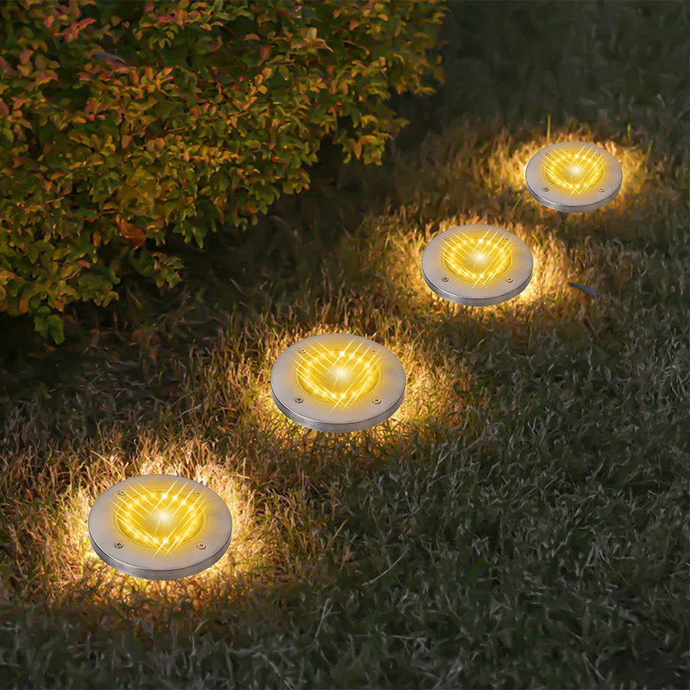 Imagem -02 - Solar Power Disk Light Jardim ao ar Livre Luz Subterrânea Deck Holofotes Lâmpada Led Solar Enterrada Decoração do Jardim 20led