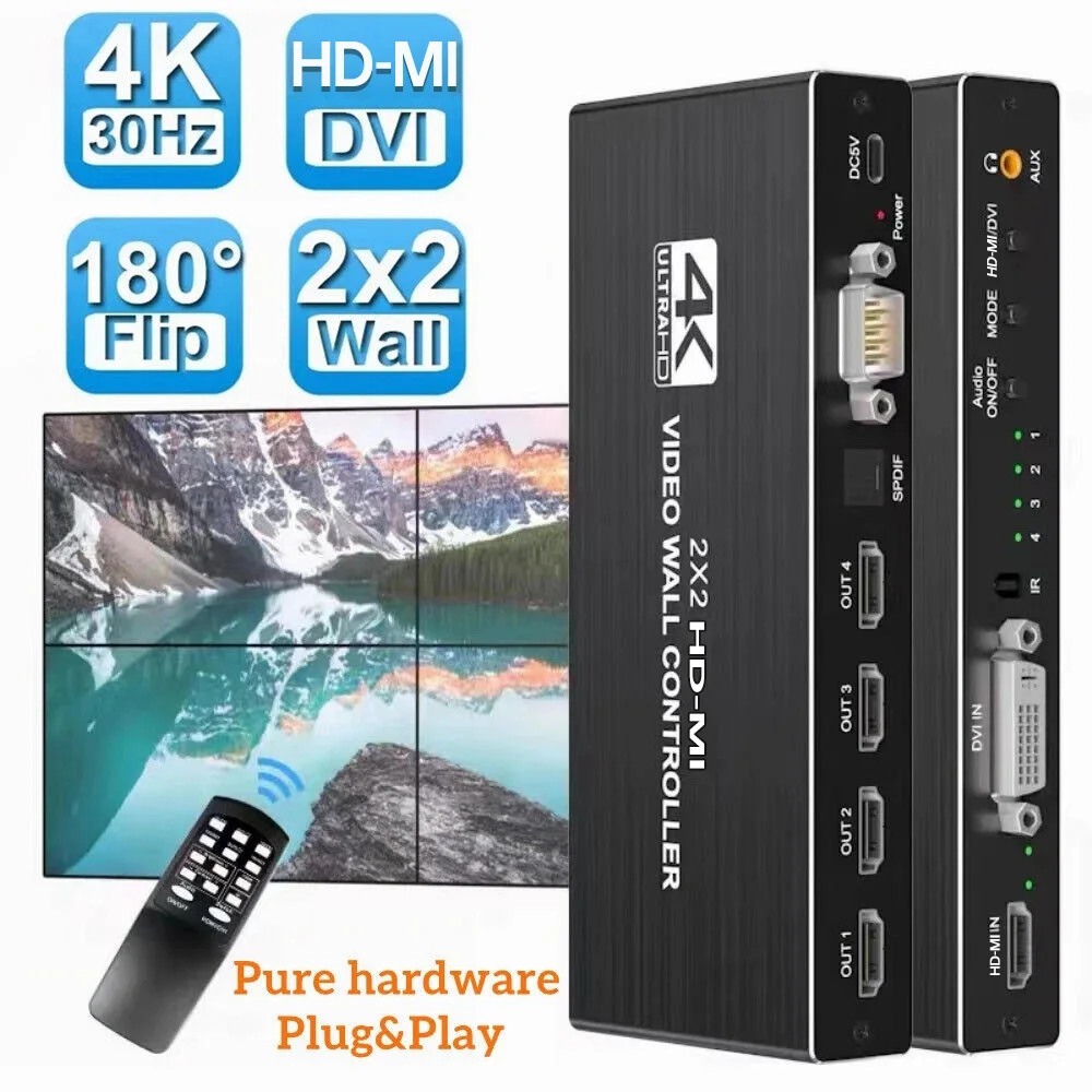 4K HDMI Video Wall Controller 2x2 HDMI DVI Video Wall Processor 1X2 1X3 1X4 2X1 3x1 4X1 Multi Video Screen Processor Splicer