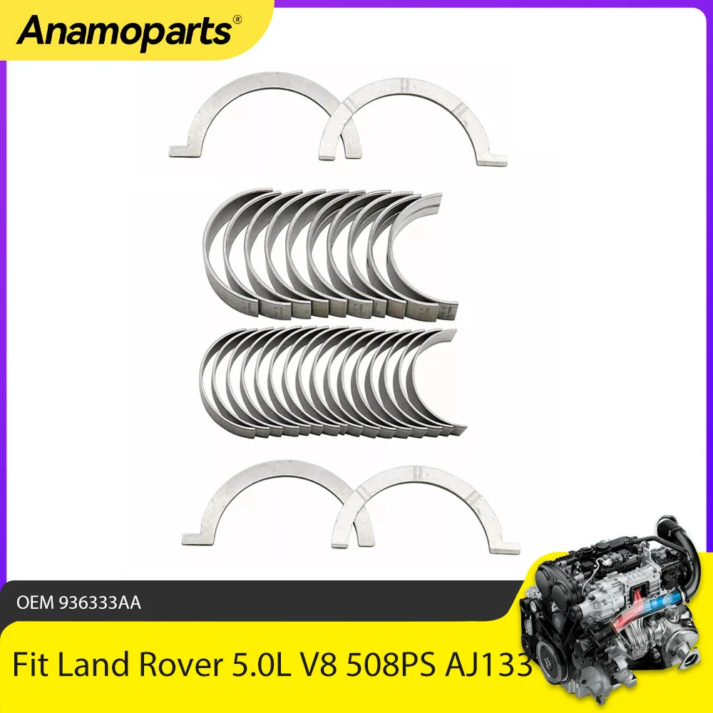 Engine Crankshaft Main Thrust Connecting Rod Bearing Set Fit 5.0 L T 508PT 508PS V8 Gas For Land Rover Range Jaguar 5.0L AJ133