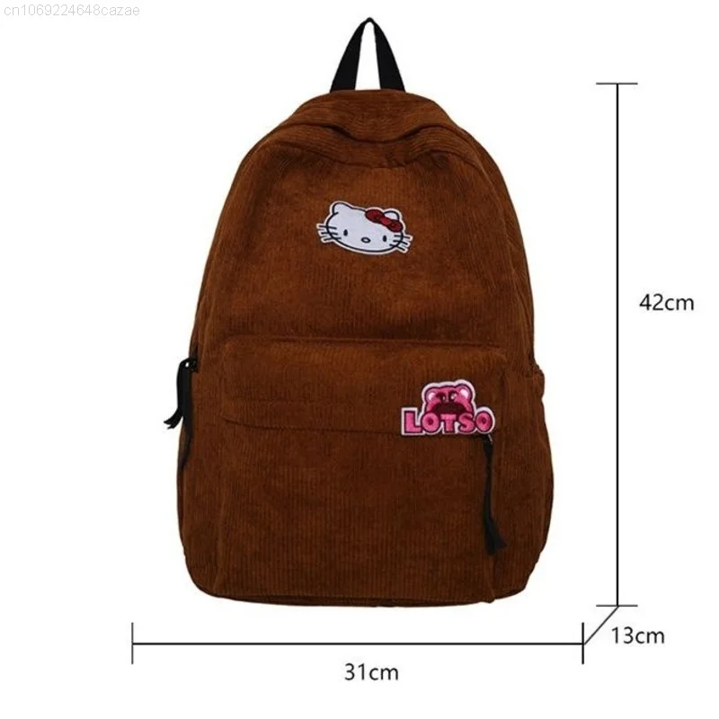 Sanrio Hello Kitty nowy sztruks plecaki w stylu Vintage Y2k Student koreański Trend tornister kobiety mężczyźni kreskówka Lotso codzienna torba na