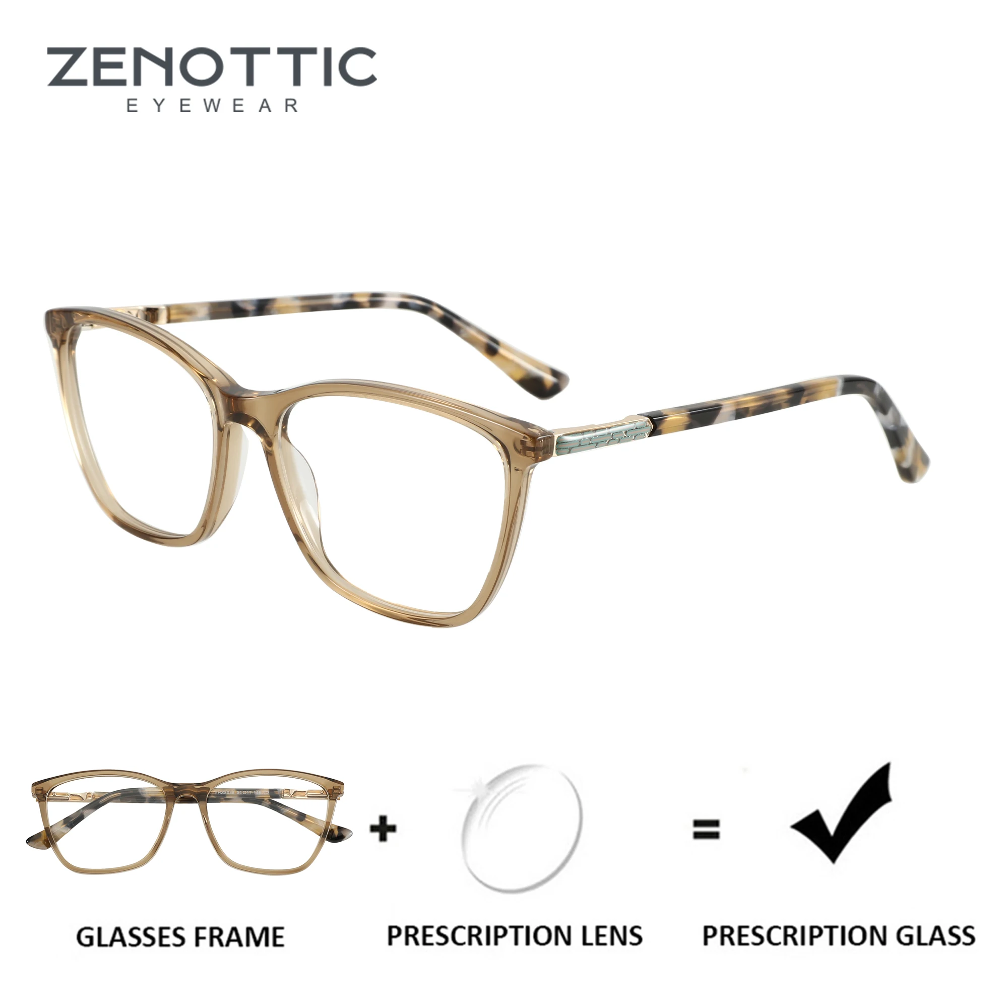 ZENOTTIC Fashion Butterfly Prescription Glasses Spring Leg Myopia Eyewear Acetate Square Progressive Eyeglasses for Women