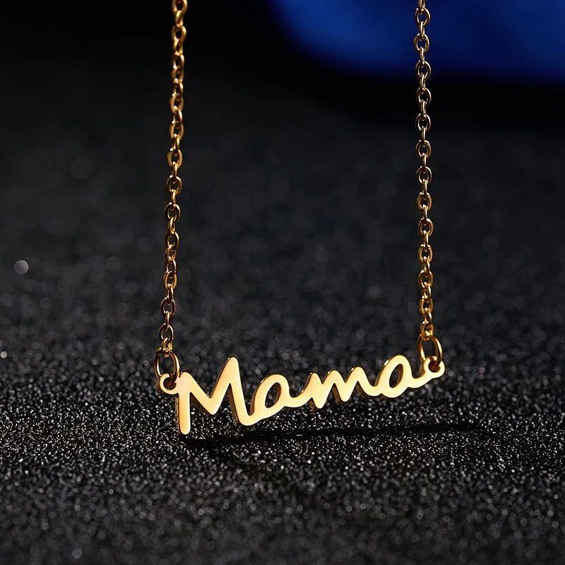 HIYEE Mother\'s Day Mama Letter Pendant Necklace For Women Mom Nameplate Clavicle Chain Choker Personality Jewelry New Gifts