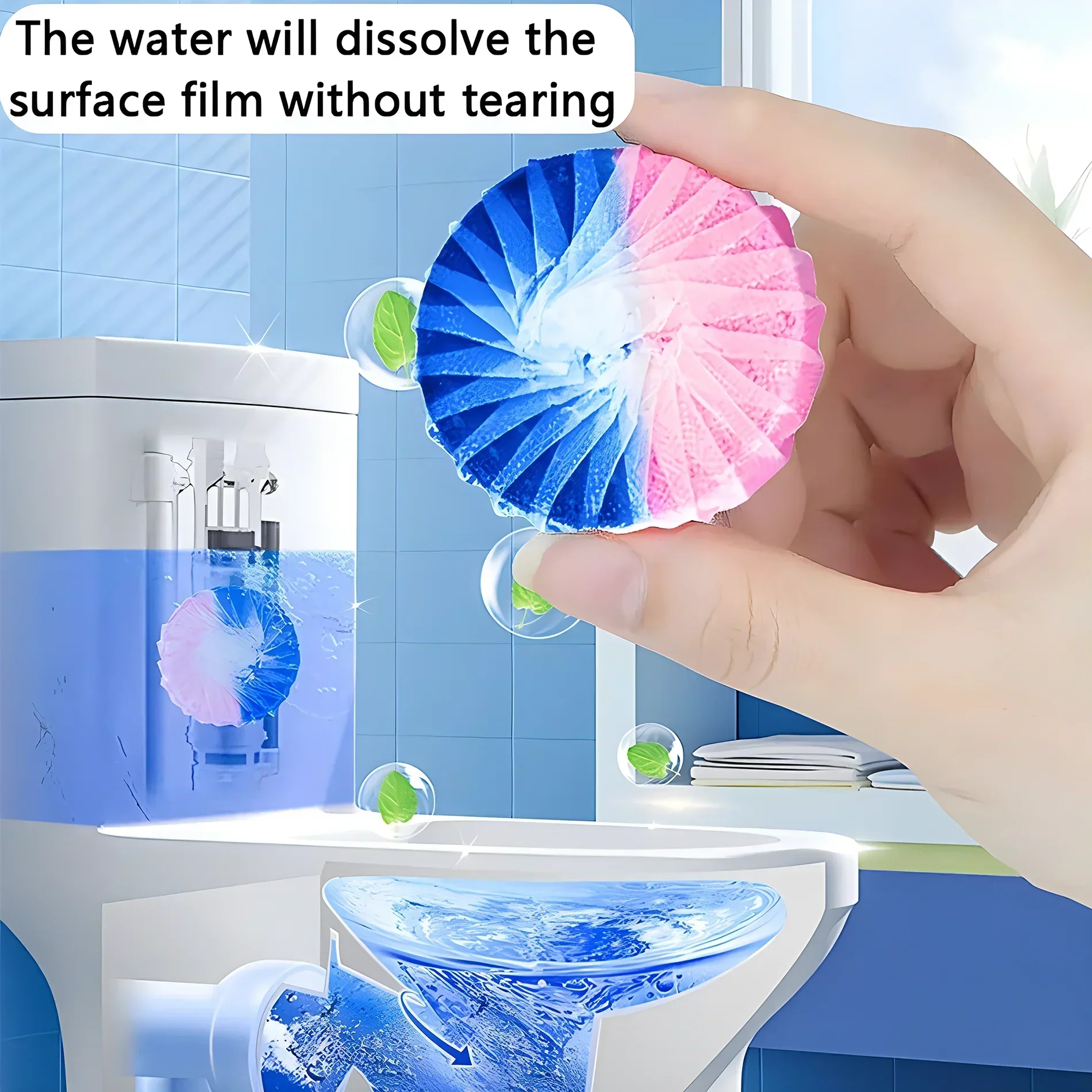100PCS Toilet Bowl Cleaner Drain Tank Rose Fragrance Tablet Freshener Deodorization Stain Remover House Bathroom Cleaning Agent