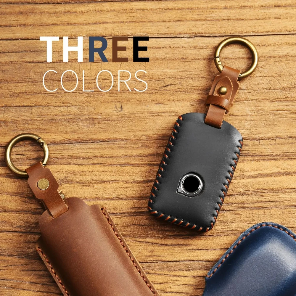 Für Volvo Xc60 S90 Xc90 Xc40 Auto Schlüssel Fall Abdeckung Schlüssel Fob Halter Fernbedienung Leder Reine Handarbeit Kostenloser Schlüsselbund Menge Angepasst