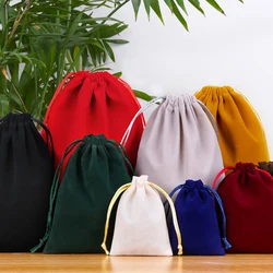 Drawstring Velvet Sachet 7x9/10x12/12x15cm Soft Coloful Jewelry Packaging Pouches Display Gift Cloth Bags New Year Wedding