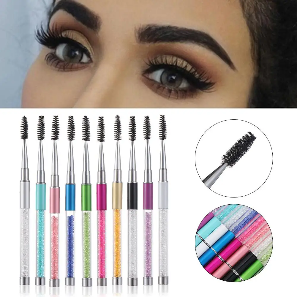 Rhinestone Handle Eyelash Brushes Mascara Applicator Eyebrow Comb Spiral Wands Extension Grafting Tools