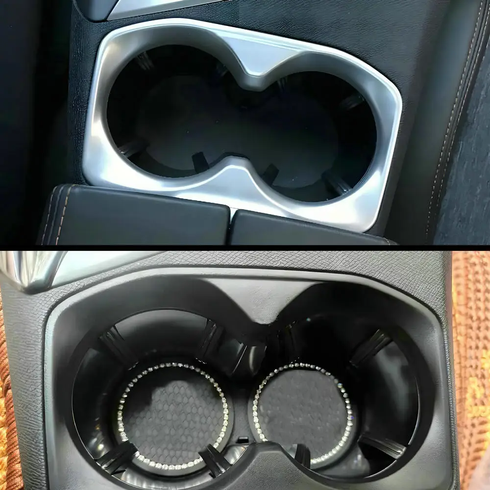 Car Trim For Peugeot 3008 GT 5008 2017~2021 2022 2023 Hybrid ABS Chrome Plating Car Front Row Water Cup Holder Cover Frame Trim