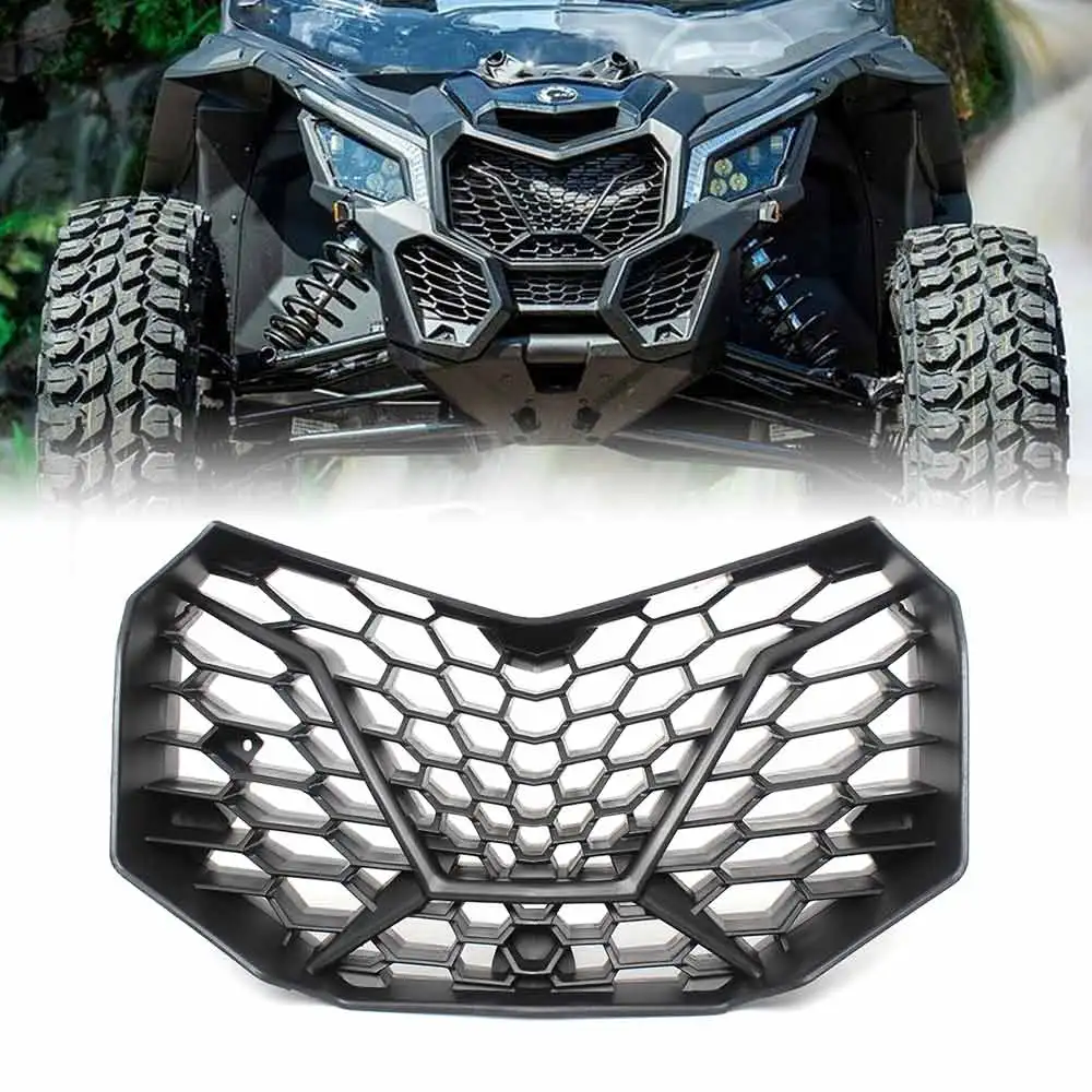 Front Radiator Grille Main Mesh Grill Matte Black UTV Part Fit For 2017 2018 Can Am Maverick X3/X3 MAX Turbo R 2017-2019