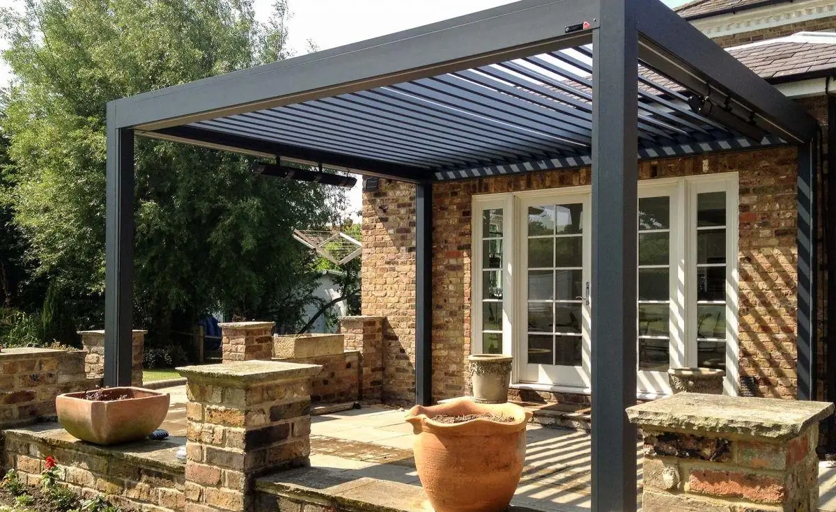 

Modern Pergolas Outdoor Entertainment Aluminium Bioclimatic Mirador Louvered Roof Gazebo with LED Lighting Backyard Pergolas