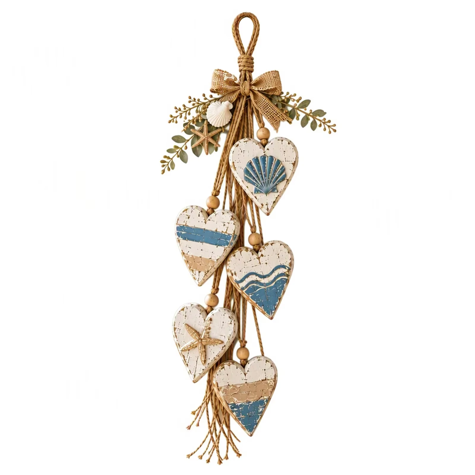 Holiday Hanging Decoration Burlap Rustic Wall Hanging Burlap Bow Heart Hanging Ornament Modern Minimalist For Home Wall Indoor