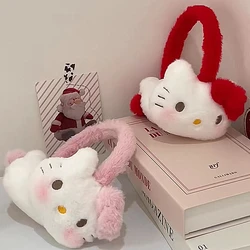 Sanrio Hello Kitty miękki pluszowy podgrzewacz nauszników różowy kot śliczny nausznik zimowy ochrona przed zimnem nauszniki na prezent osłona uszu