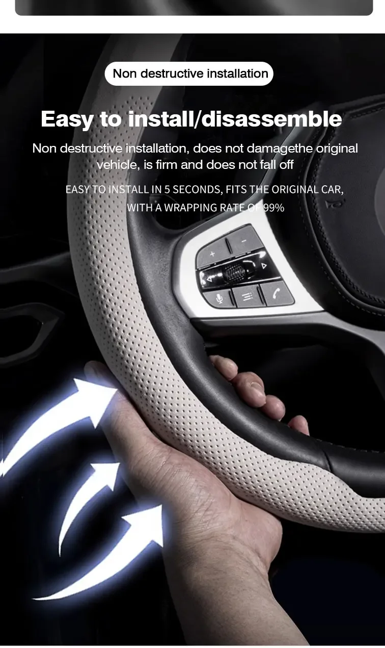 Rutschfester, atmungsaktiver Lenkradbezug Auto-Zubehör für Tesla Model 3, Model X, Model S, Model Y 2019-2026 – Detail 4