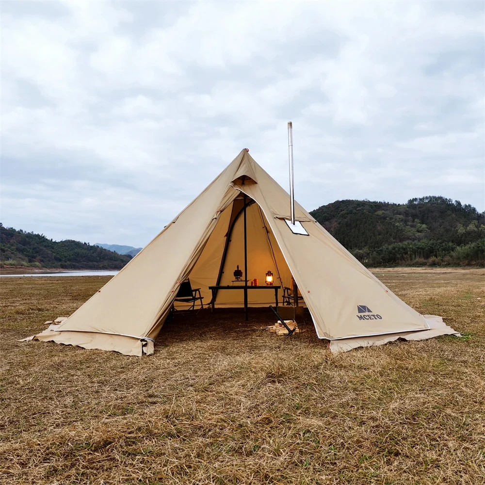 500PRO Tipi Hot Tent with Fire Retardant Stove Jack 5~8 Person Teepee Tents for Family Team Outdoor Backpacking Camping Hiking