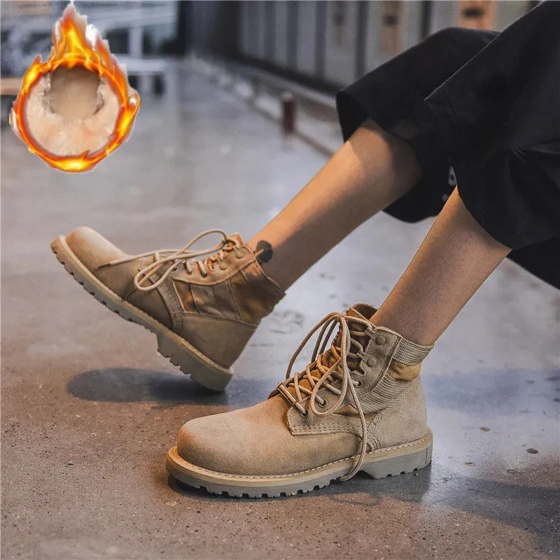 

Winter Boots For Men 2023 Fashion Brand Warm Fur Man Snow Boots Short Plush Men Shoes WeAar-resistant Comfy Men Boots