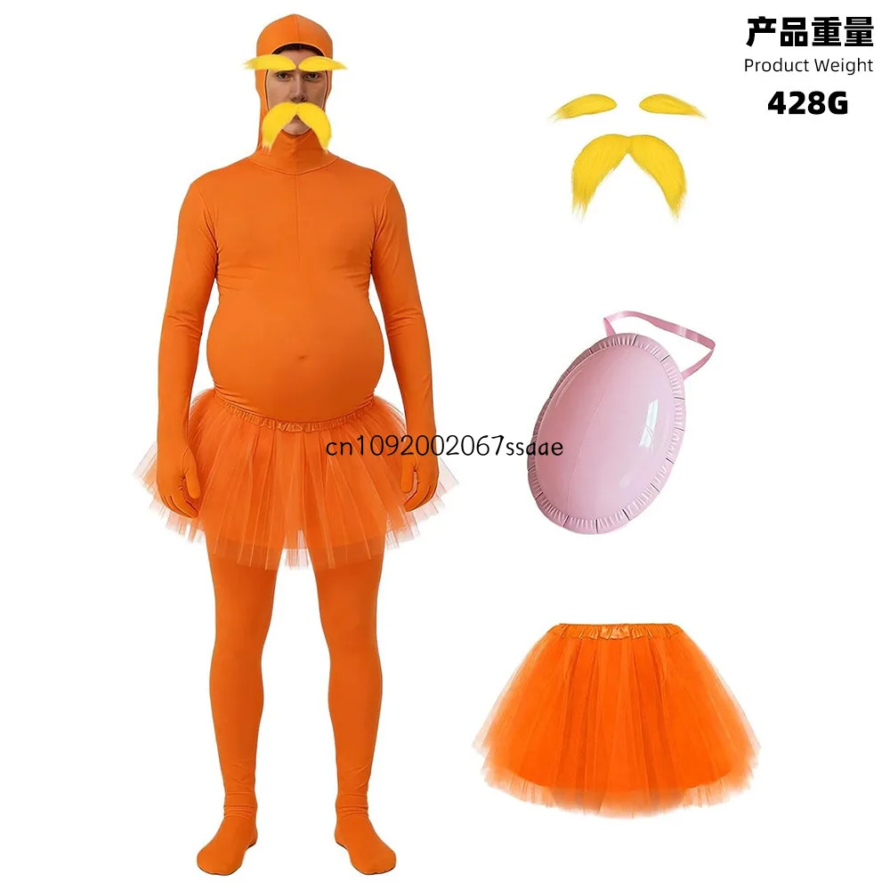 Halloween Costume Spandex Full Body Invisible Suit Orange Solid Color Casual Yellow Mustache and Eyebrow Jumpsuit Costumes 2026