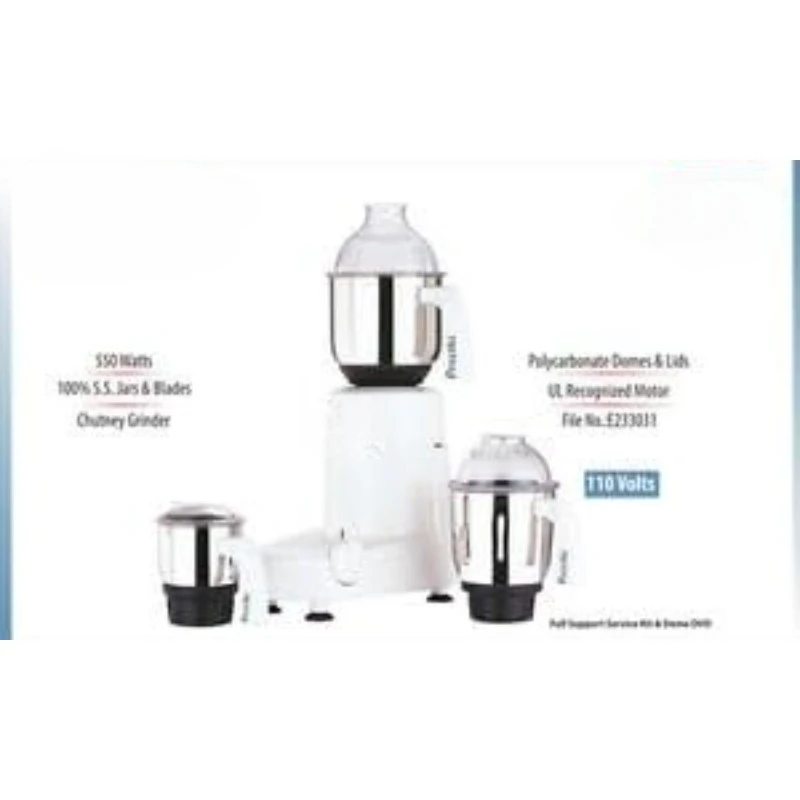 Eco Plus Mixer Grinder 110-Volt for use in USA/Canada, white, 3-jar