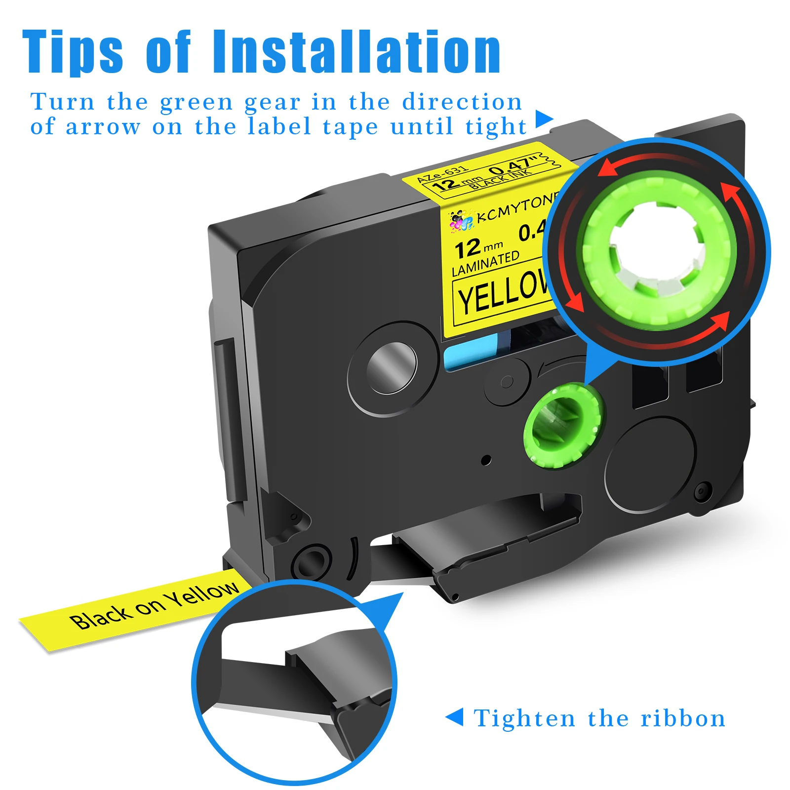 10PK Compatible for Brother TZE-631 TZ 621 641 6/9/12/18/24mm Black on Yellow Label Tape for P-Touch D210 1010 E200 Label Makers