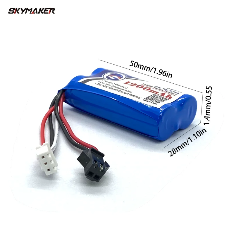 Wpl C24 D12 RC Car Lipo Battery 7.4V 1200mAh SM-2P Plug for D12 C24-1 C34 B36 E-1 RC Car 14500 2S 7.4V Lipo Battery Update Parts