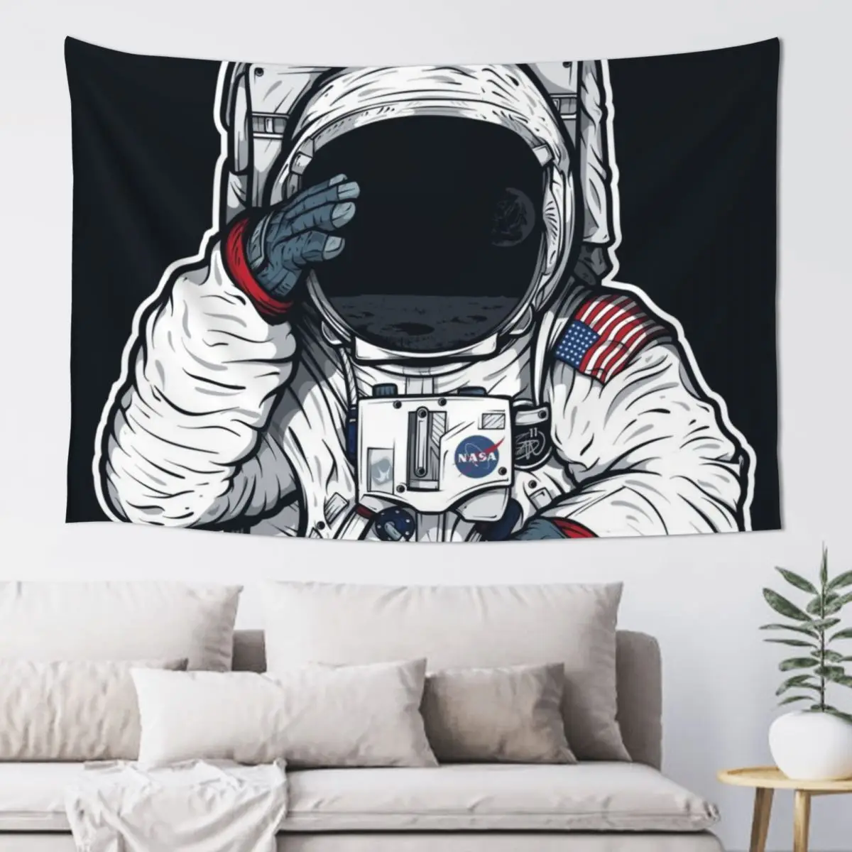 

Apollo Lunar Mission Astronaut Illustration (SPACE YO) Tapestry Bed Room Decoration Bathroom Decor Home Decorations Tapestry