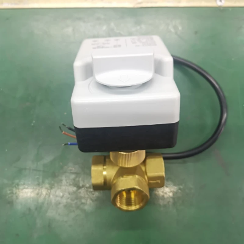 Air Conditioning Electric Actuator Ball Valve AC220V DN15 Three-Way Electric Ball Valve Three-Wire Two-Control