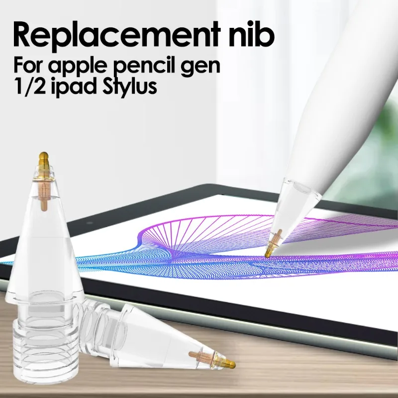 4/2/1Pcs New Replacement Metal Tip for Apple Pencil 1st 2nd Generation IPencil 1 2th Gen Wear-Resistant Transparent Pencil Nibs
