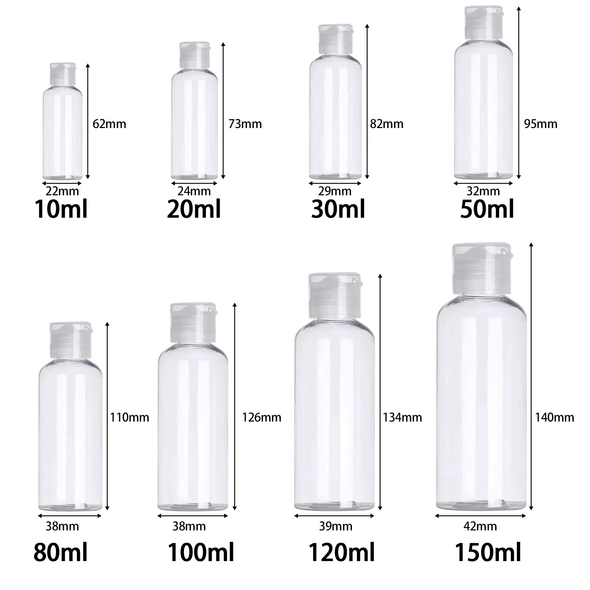 Empty Plastic Travel Squeeze Bottles, Travel Size Cosmetic Containers, Approved Refillable Bottles for Shampoo and Conditioner