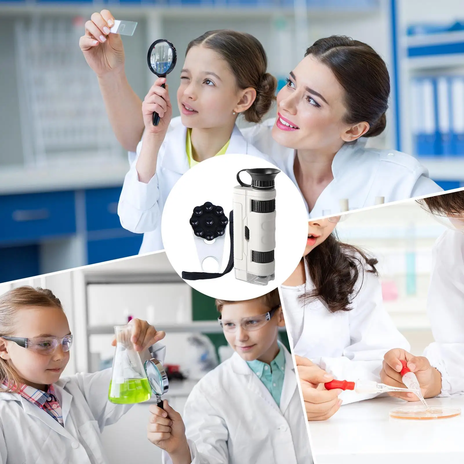 Handmikroskop für Kinder, 100-fache Vergrößerung, Taschenmikroskop, pädagogisches Wissenschaftsspielzeug, wissenschaftliches Lernen, Outdoor-Erkundung
