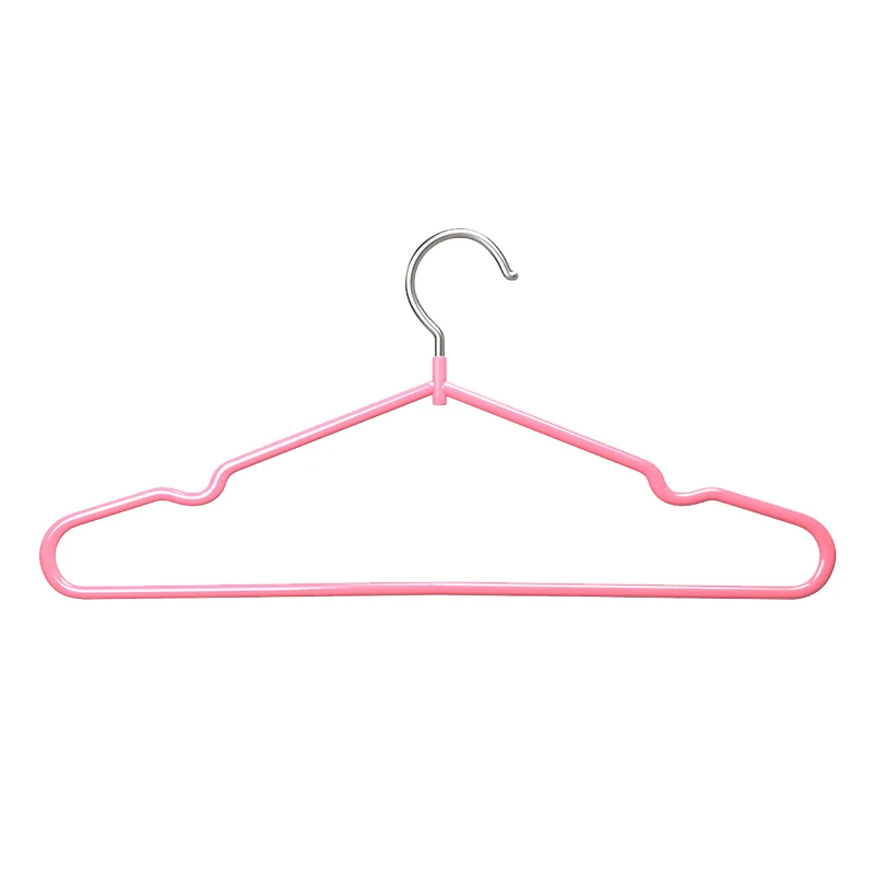 1PC Clothes Hanger Hanger With Grooves For Airing Children Adult Metal Simple Thick Non-slip Dip Plastic Coat Hanger Blue Green
