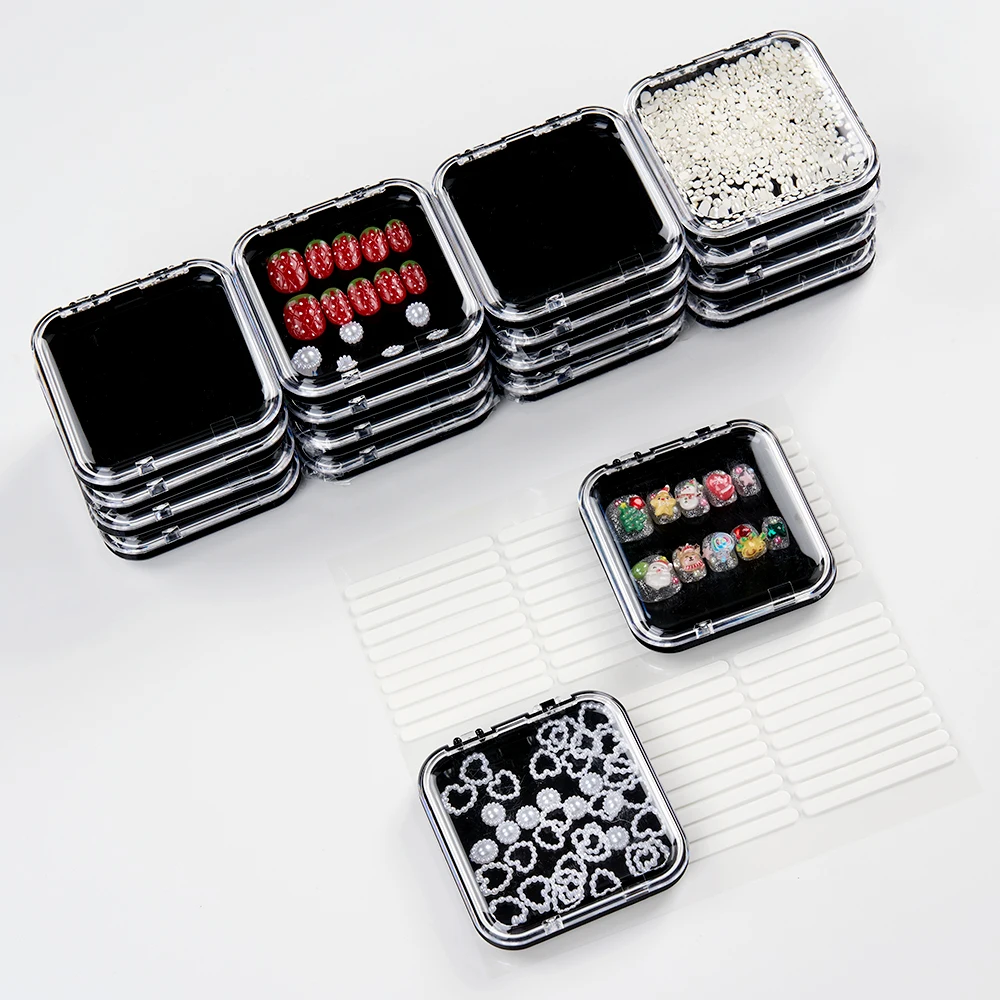 10 stücke schwarze Acryl Make-up & Nail Art Organizer Aufbewahrung boxen leichte Kosmetik Fall Set perfekt für DIY Schmuck