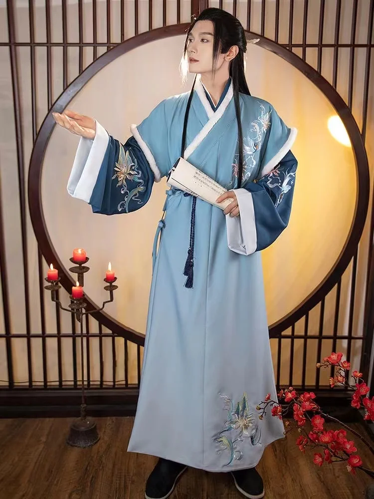 С Новым Годом Hanfu мужские зимние старинные Weijin периода чивалерийный костюм праздничный классический костюм для мальчиков мужской благородный костюм ханьфу