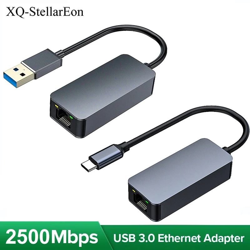 

2500Mbps RJ45 Network Card USB3.0 Type C Ethernet Adapter for Laptop Xiaomi Mi Box Switch PC USB-A/C Internet Adapter Accessorie