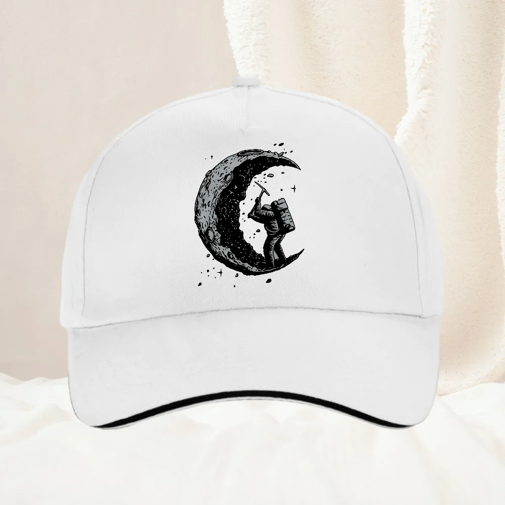 

Men's High Quality Cotton Moon Print Casual Summer Cool Baseball Cap Adjustable Hat Casual Sunscreen Caps