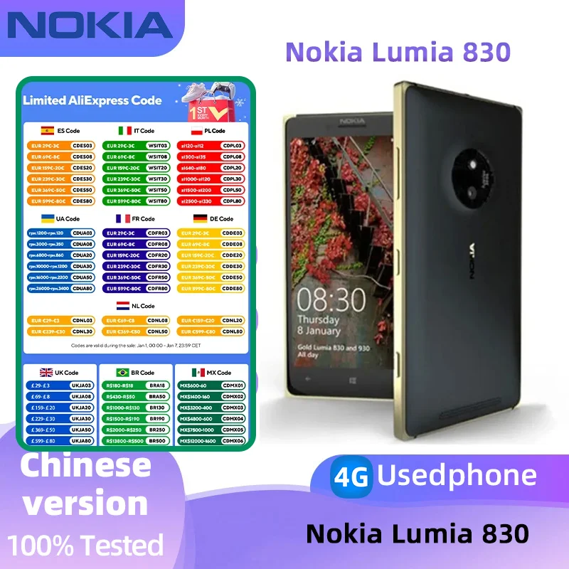 Nokia Lumia 830 3G SmartPhone CPU Qualcomm Snapdragon 400  10MP Cameraoriginal used phone