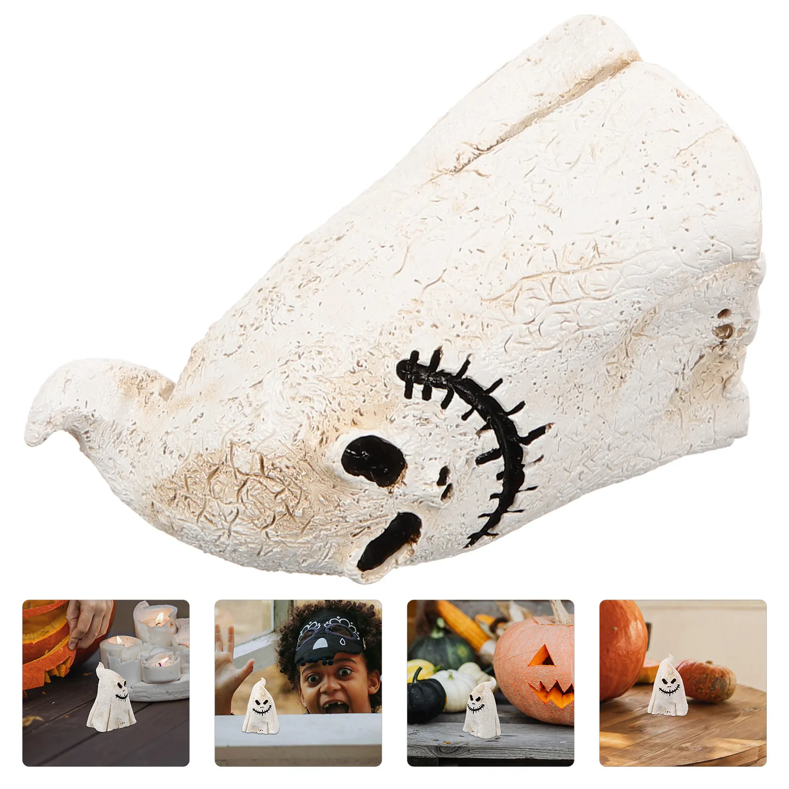 Halloween Ghost Decor Resin Mini Tabletop Sculpture Adorable Spooky Cartoon Design for Indoor Party Dining Table Fireplace Rug