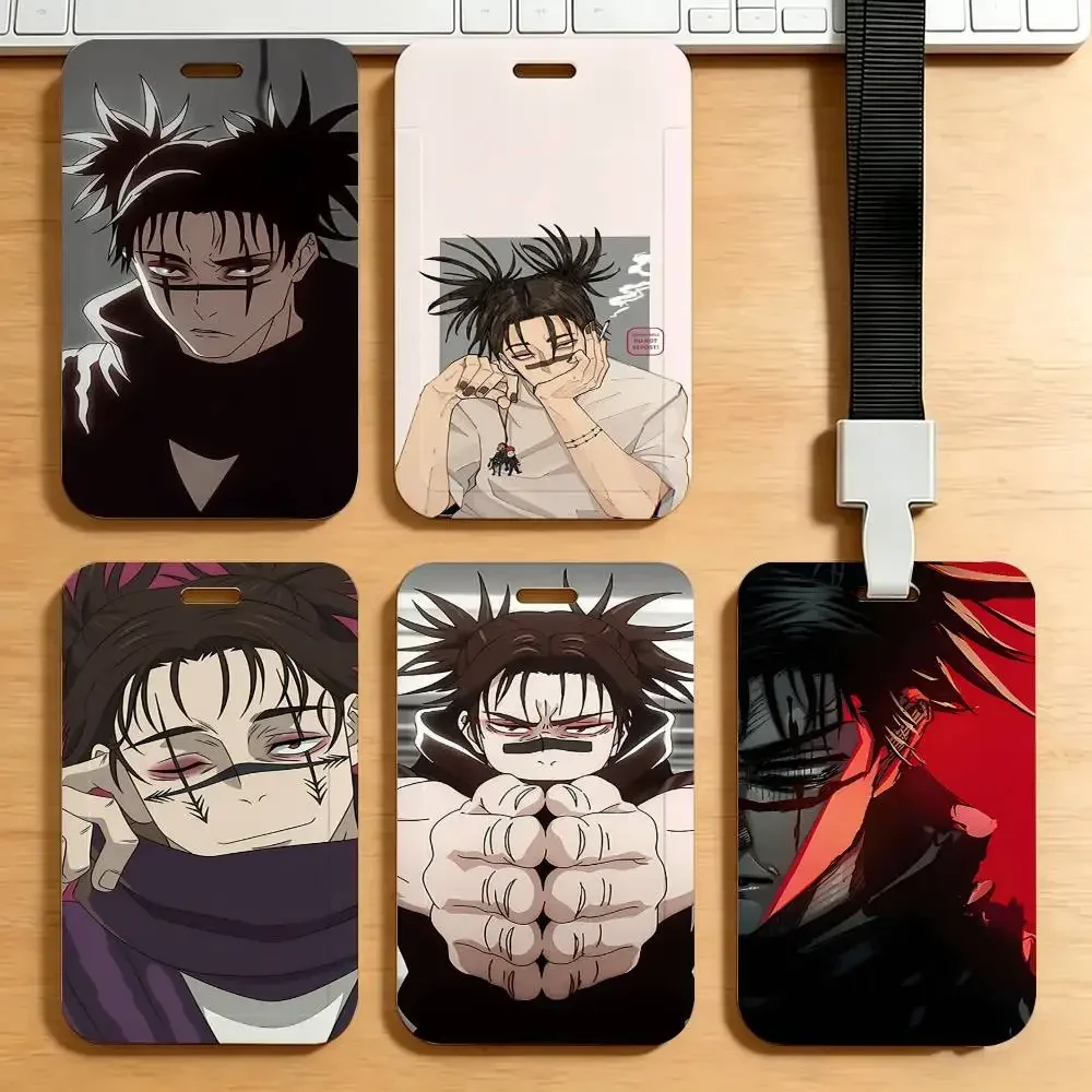 Chosos-w-Jujutsus-w-Kaisens-Anime Lanyard Style ID Holder Access Card Sleeve Keychain Work Badge Clip Neck Lanyard For Office