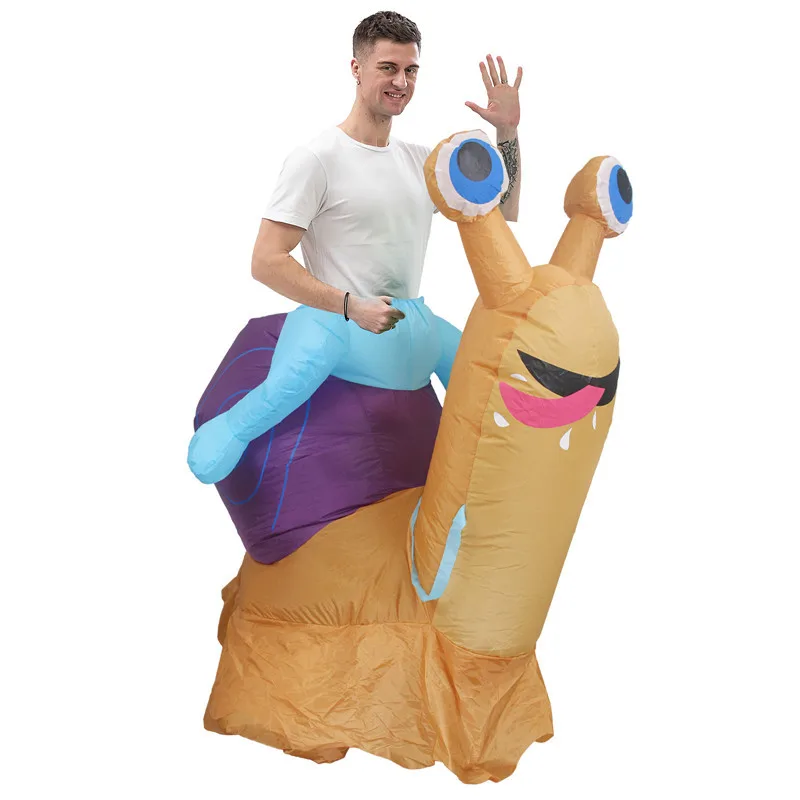 Riding Snail Inflatable Costumes Amusement Park Blow Up Clothes Halloween Party Cosplay Costume Funny Performance Props - view 2