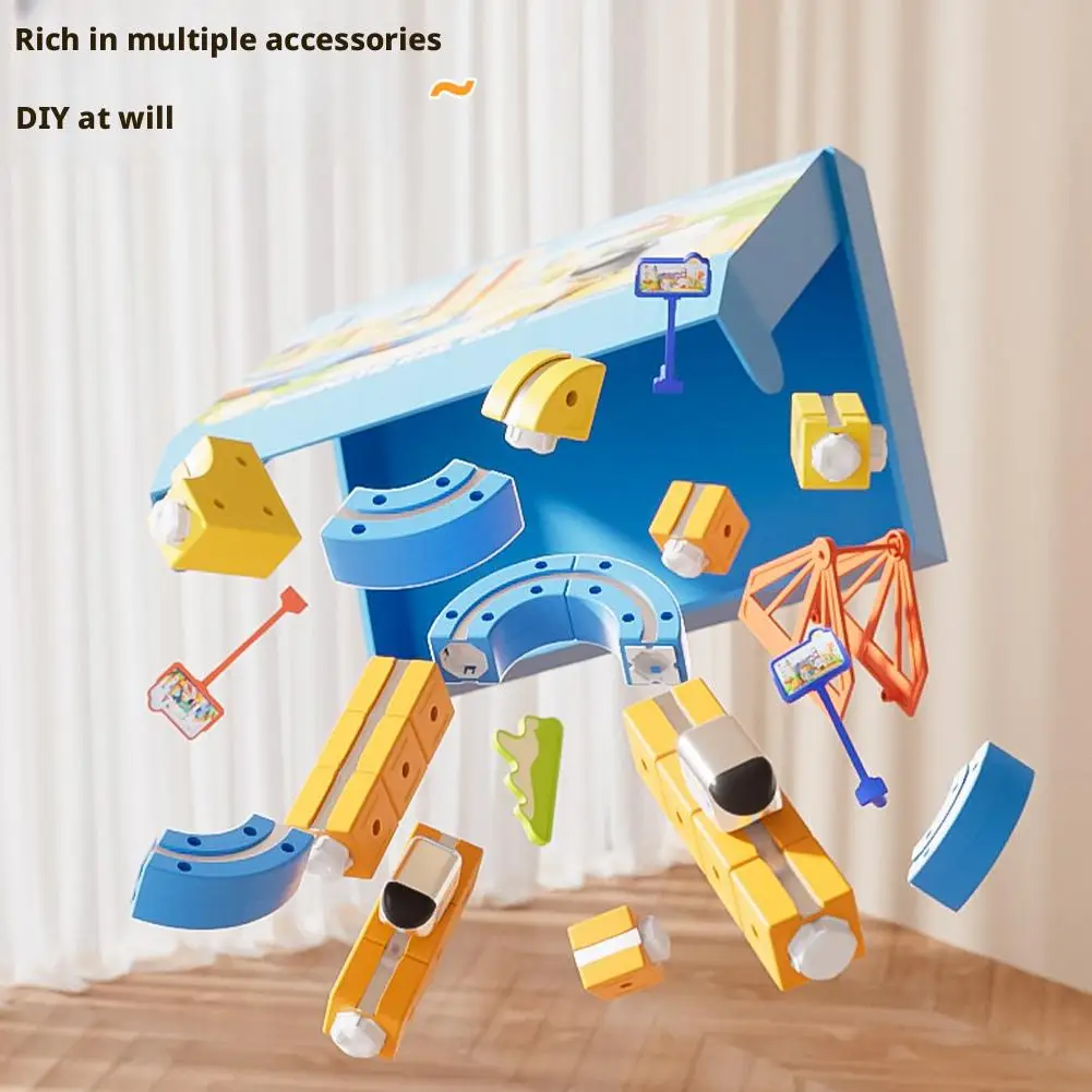 Ulepszone Magnetyczne Klocki Szynowe DIY, Edukacyjne Zabawki, Magiczna Torowa Kolej, Konstrukcja, Prezent dla Dzieci