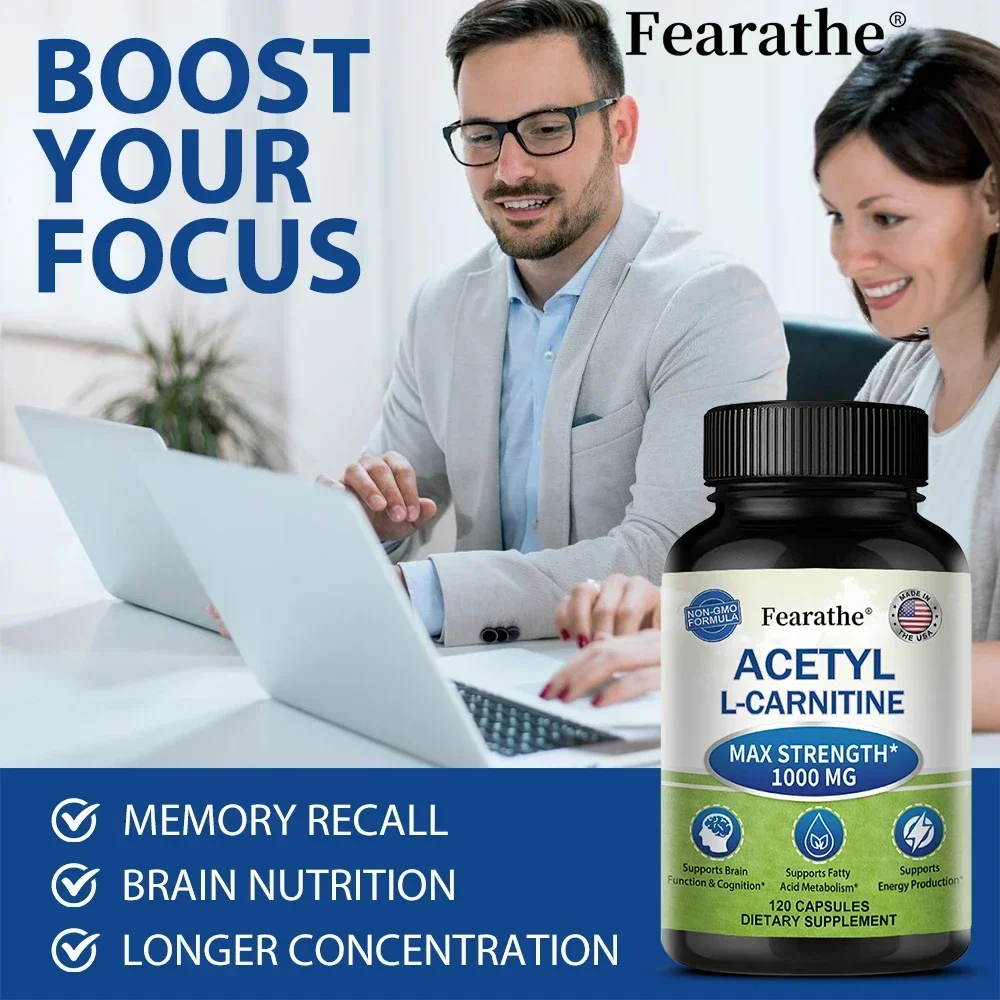 Acetyl L-Carnitine 1,000 Mg High Potency - Energy Production, Sports Nutrition, Memory/Concentration - Vegetarian Capsules